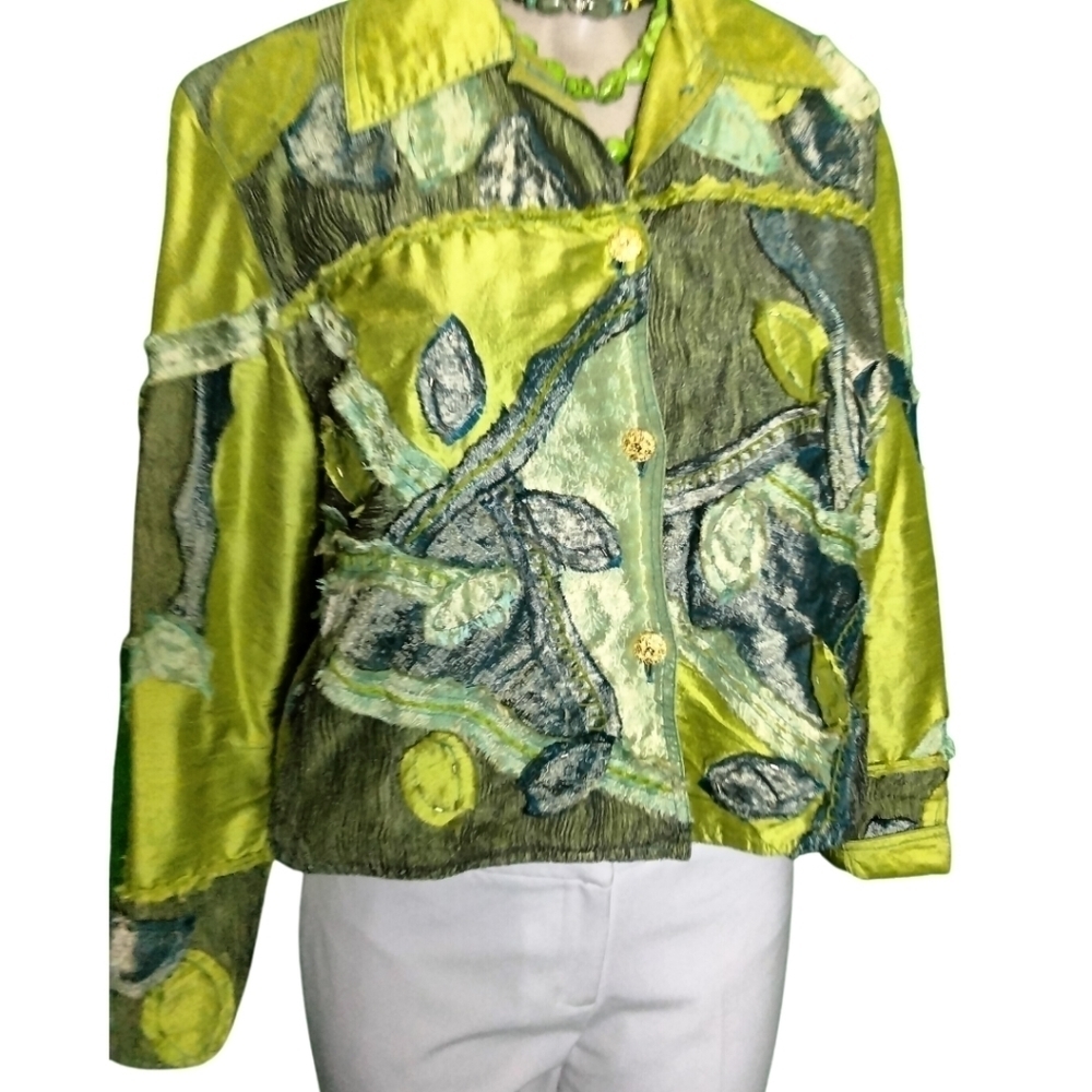 Yak Magick Size Medium Jacket Patchwork 100% Silk… - image 3